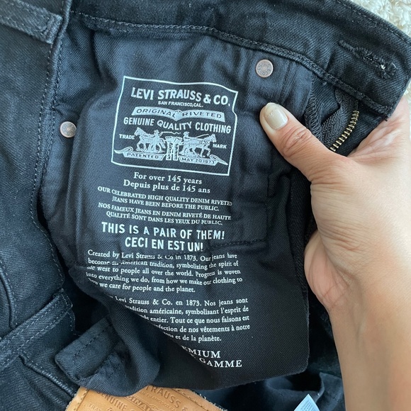 Levi's 511 Jeans Mens Size 29 Black Straight Fit Mid Rise Dark Wash Denim - Picture 9 of 15